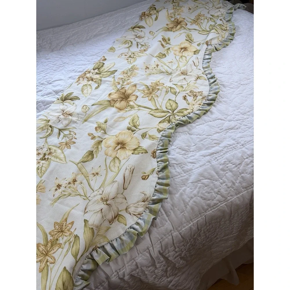 Williamsburg Waverly Valances Magnolia & Dogwood Lined Taffeta Gingham Trim (3)